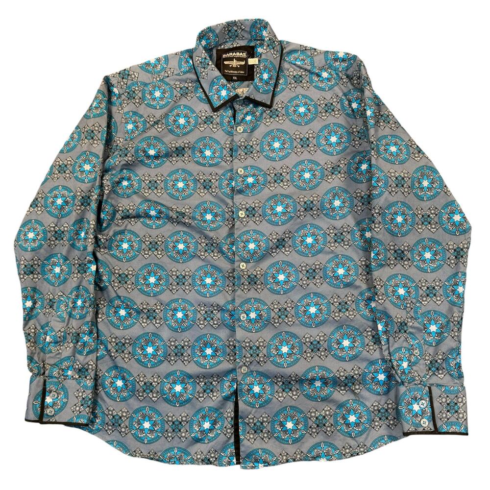 Barabas Shirt Men's 2XL Geometric‎ Long Sleeve All Over Print Cotton Preppy